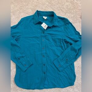 J. Crew Teal Casual Button-Down Shirt